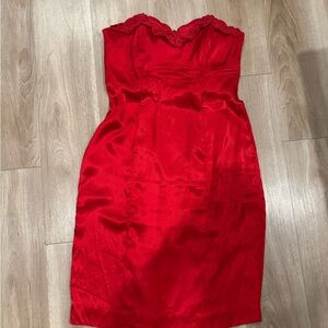 Elegant Red Strapless Dress vintage